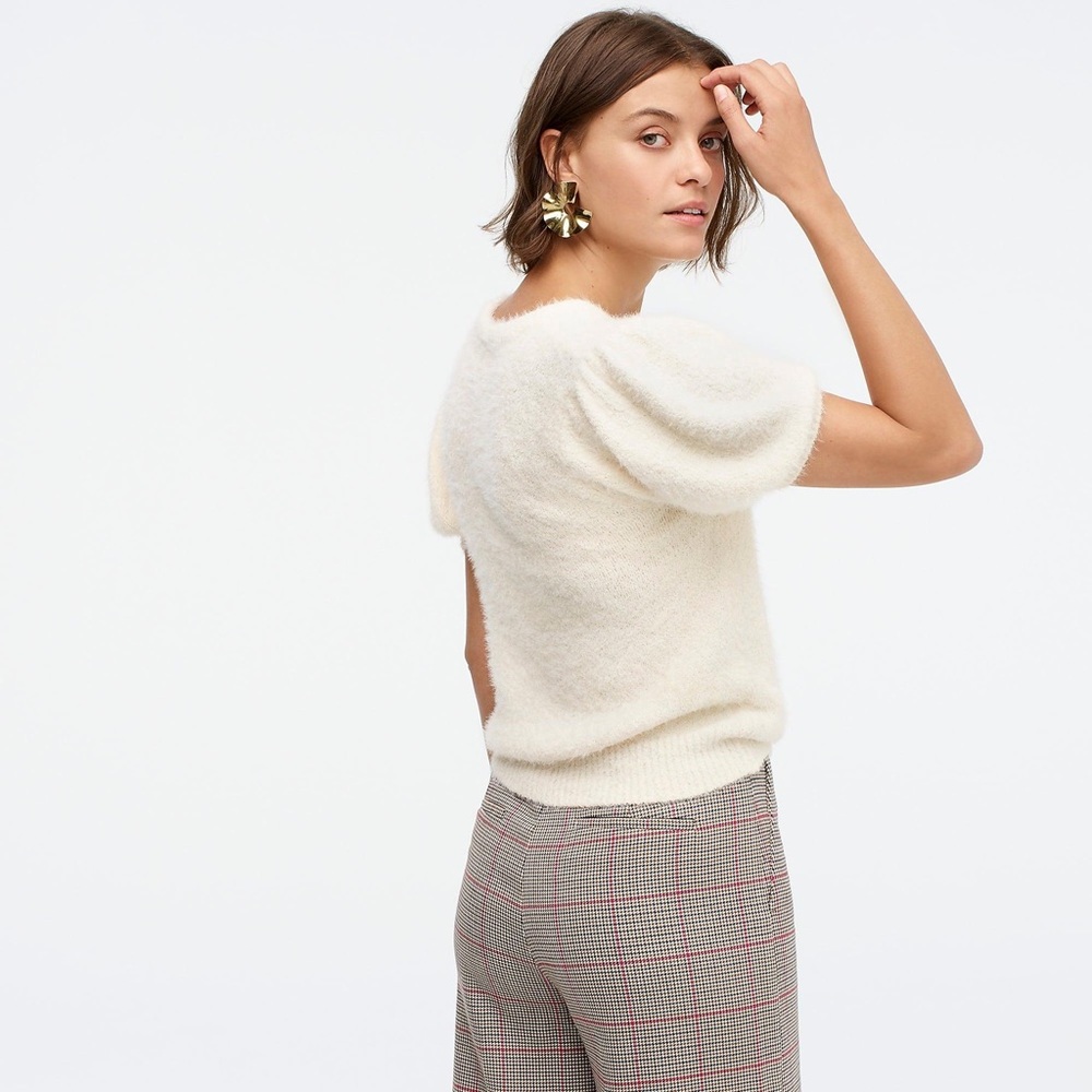 J.Crew X The Reed Ivory Puff Sleeve Sweater